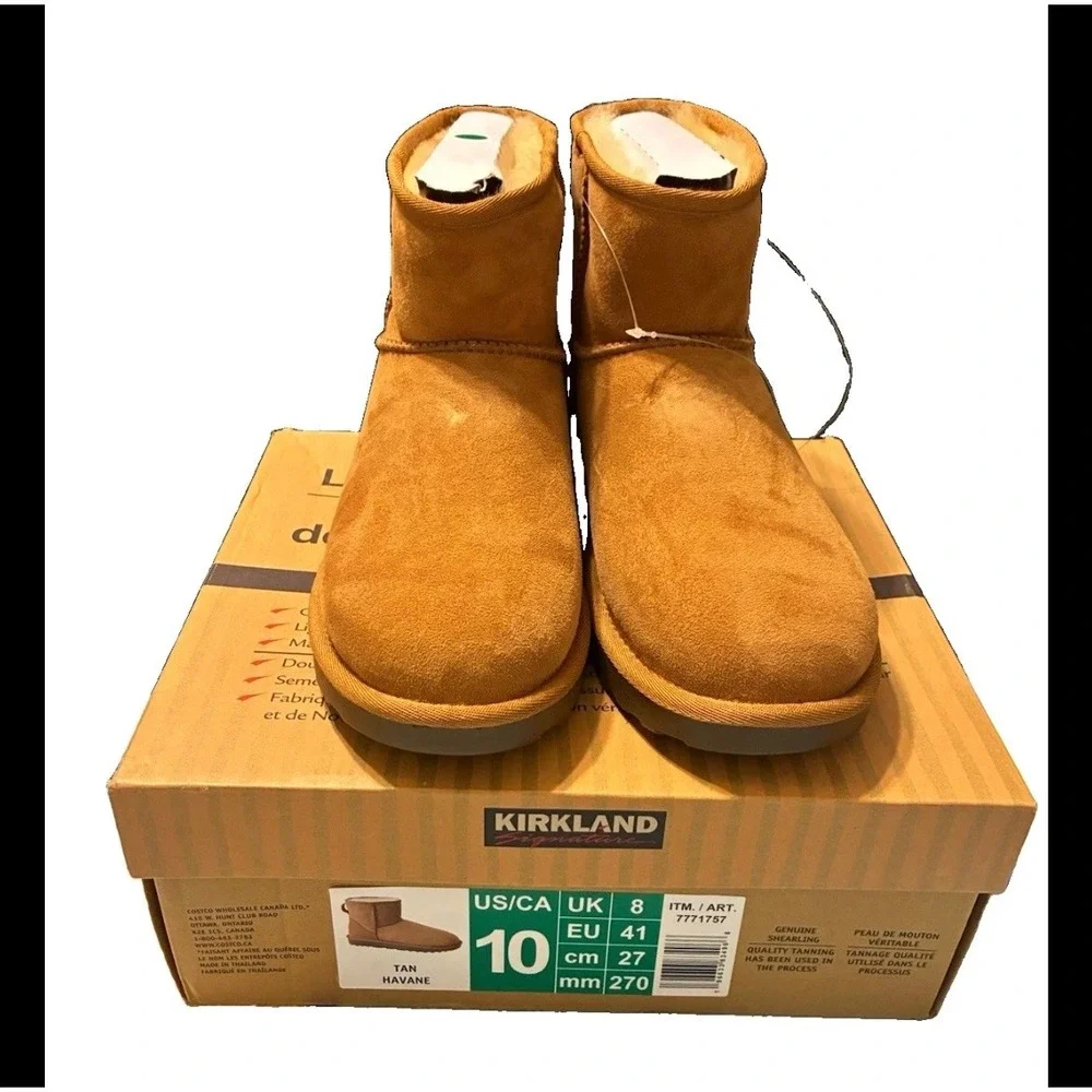 Kirkland Signature Womens Shearling Ankle Boots Tan Havane 7771757 Size 10